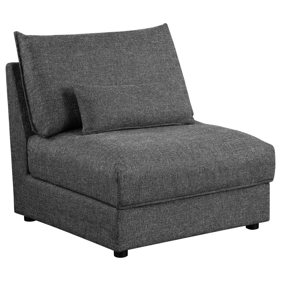Sasha Upholstered Armless Chair Barely Black (image for) Sasha Upholstered Armless Chair Barely Black