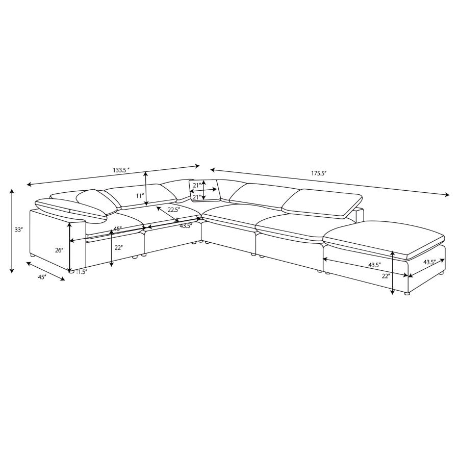 Modal Additional Images for Raleigh 6-piece Boucle Upholstered Modular Sectional Grey