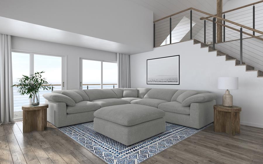 Modal Additional Images for Raleigh Boucle Upholstered Ottoman Grey