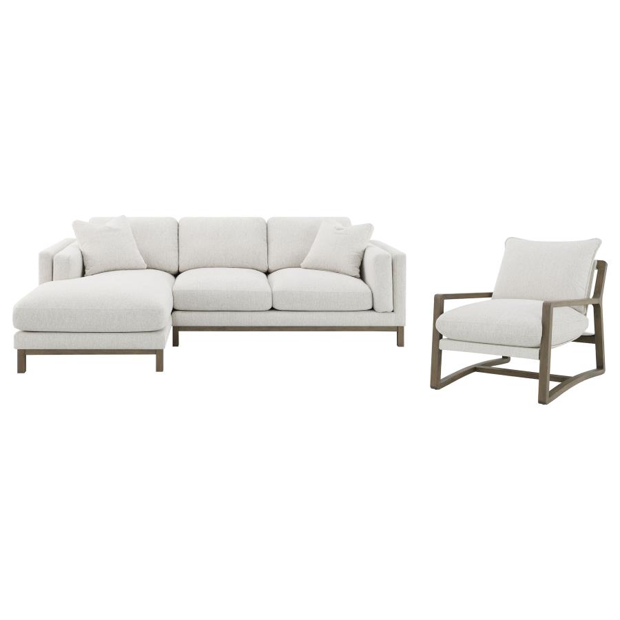 Geneva Boucle Upholstered Sectional Chaise Sofa Sand