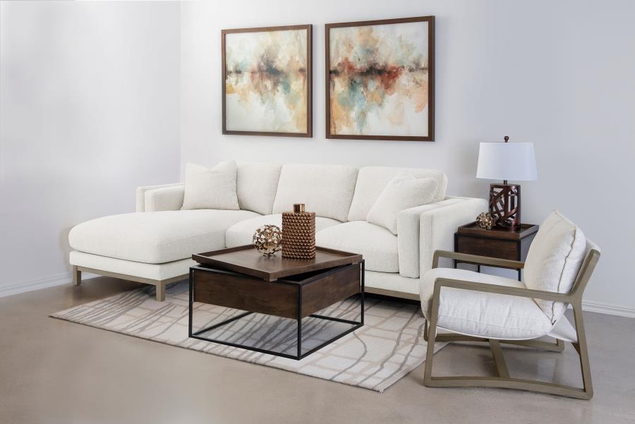 Modal Additional Images for Geneva Boucle Upholstered Sectional Chaise Sofa Sand