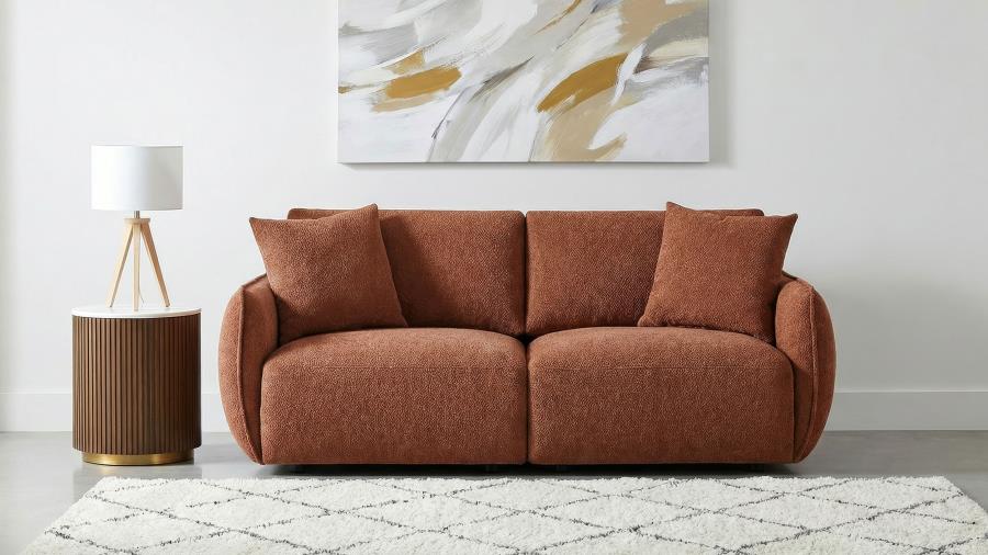 Elysia Chenille Upholstered Modular Lounge Loveseat Coral