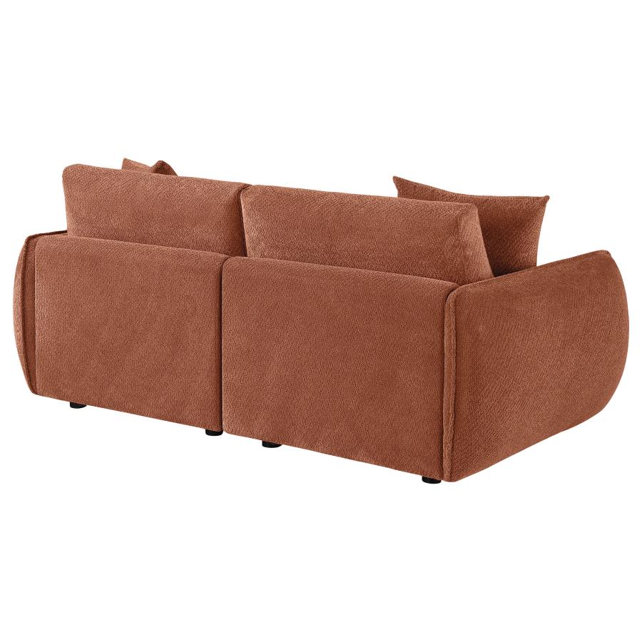 Elysia Chenille Upholstered Modular Lounge Loveseat Coral