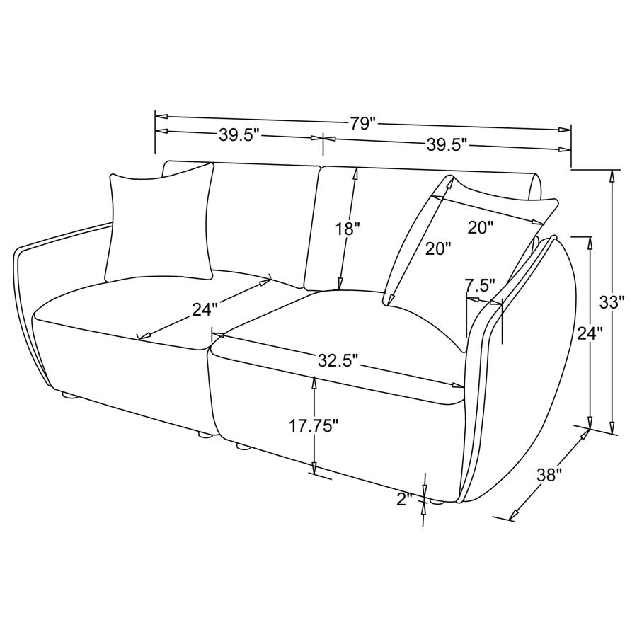 Modal Additional Images for Elysia Chenille Upholstered Modular Lounge Loveseat Coral