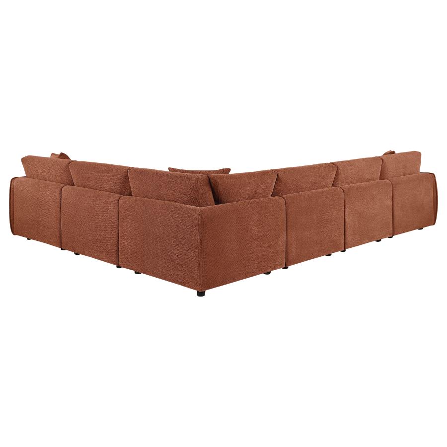 Elysia 6-piece Chenille Upholstered Modular Sectional Sofa Coral