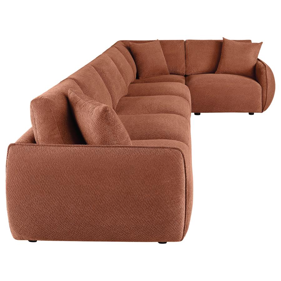 Elysia 6-piece Chenille Upholstered Modular Sectional Sofa Coral
