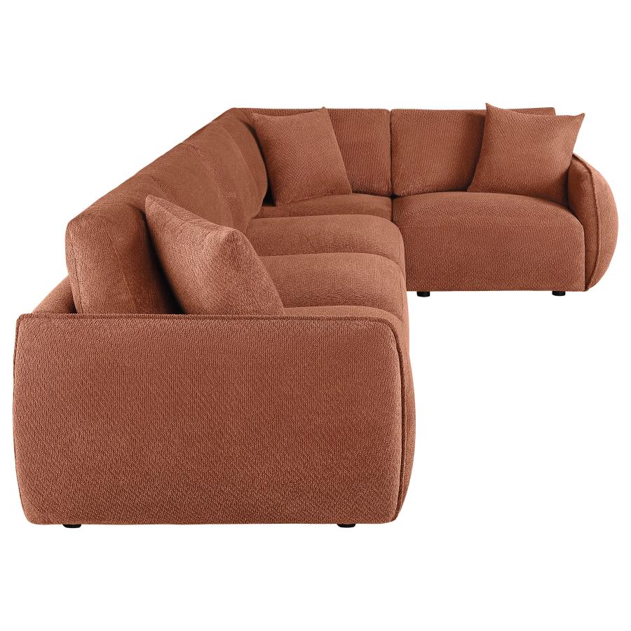 Elysia 5-piece Chenille Upholstered Modular Sectional Sofa Coral