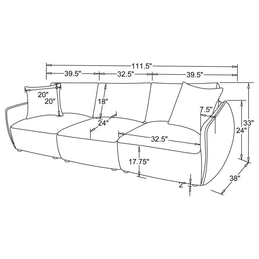 Modal Additional Images for Elysia Chenille Upholstered Modular Lounge Sofa Coral