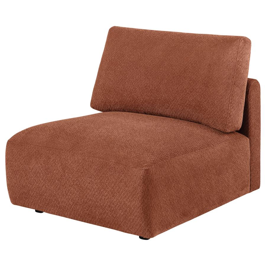 Elysia Chenille Upholstered Modular Armless Chair Coral