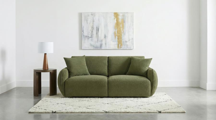 Elysia Chenille Upholstered Modular Lounge Loveseat Green