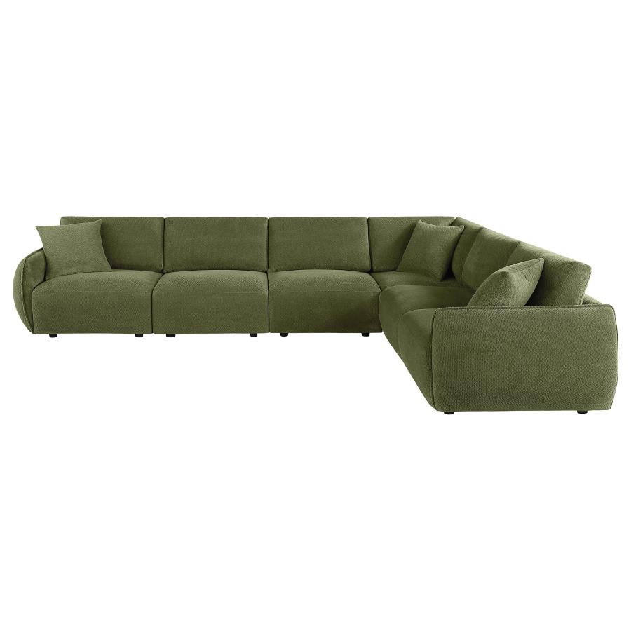 Elysia 6-piece Chenille Upholstered Modular Sectional Sofa Green