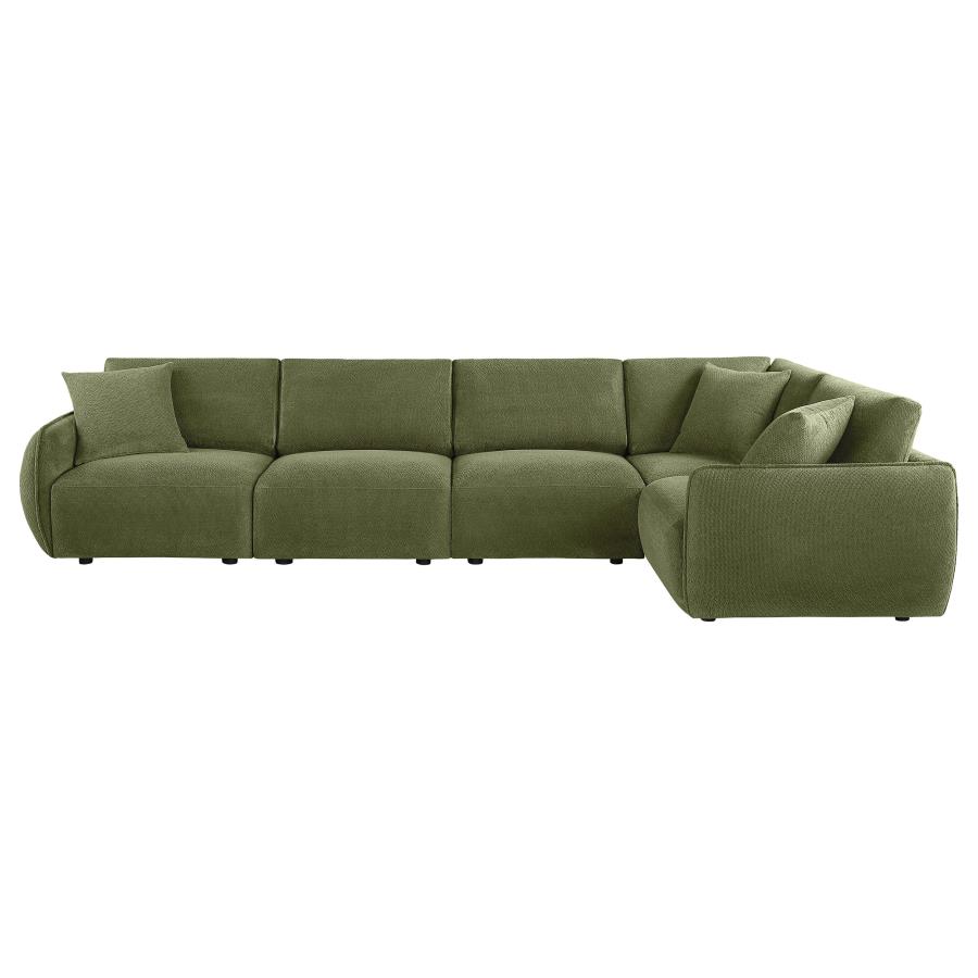 Elysia 5-piece Chenille Upholstered Modular Sectional Sofa Green