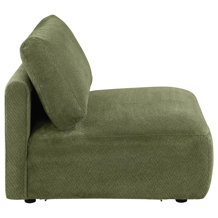 Elysia Chenille Upholstered Modular Armless Chair Green