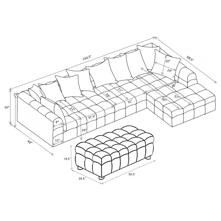 Modal Additional Images for Amara 4-Piece Upholstered Sectional Sofa