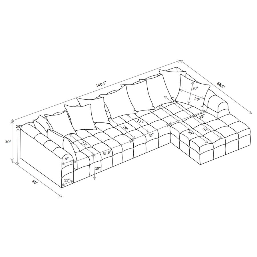 Modal Additional Images for Amara 3-Piece Upholstered Sectional Sofa