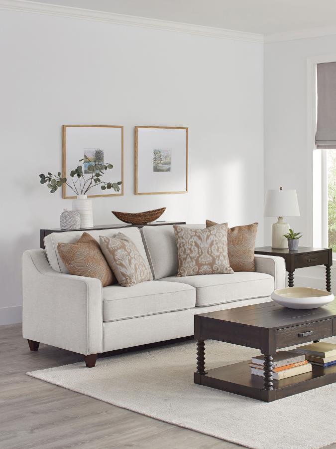 Christine Upholstered Sloped Arm Sofa Beige