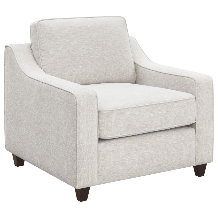 Christine Upholstered Sloped Arm Accent Chair Beige (image for) Christine Upholstered Sloped Arm Accent Chair Beige