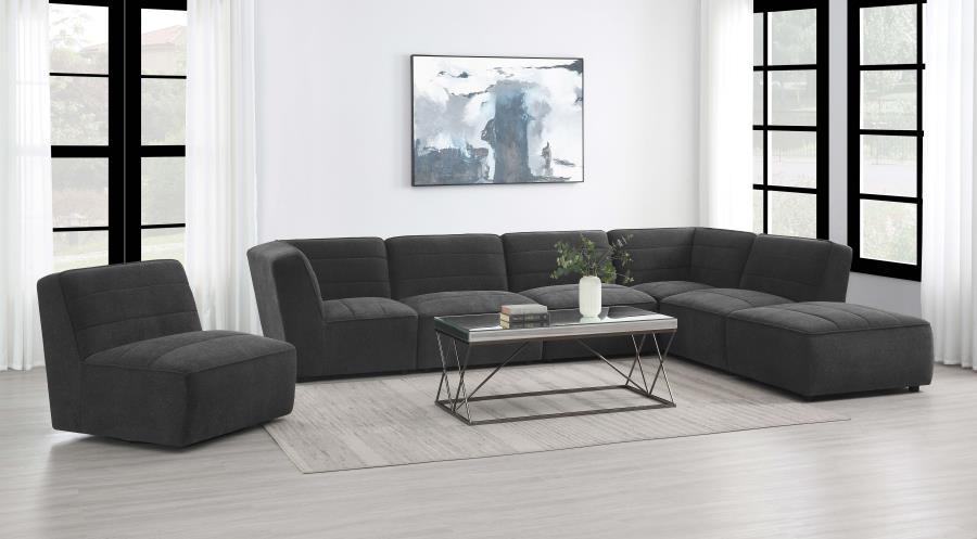 Modal Additional Images for Sunny Square Upholstered Ottoman Dark Charcoal