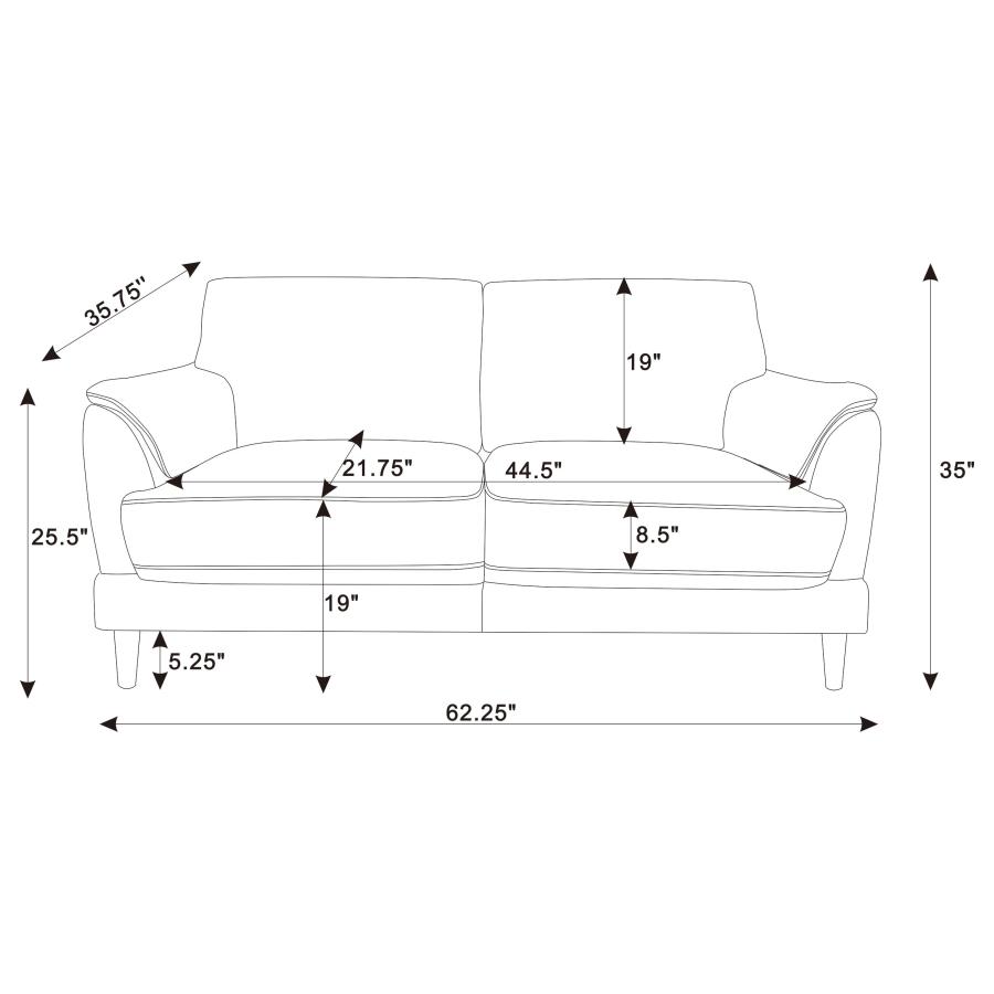 Modal Additional Images for Selma 2-piece Velvet Upholstered Crescent Arm Sofa Set Rust
