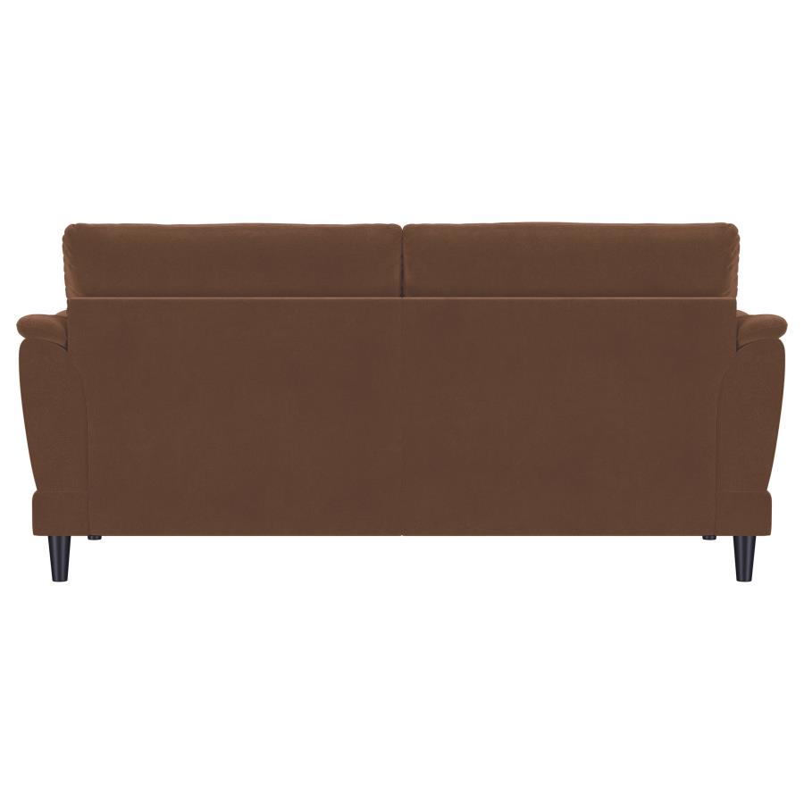 Selma Velvet Upholstered Crescent Arm Sofa Rust