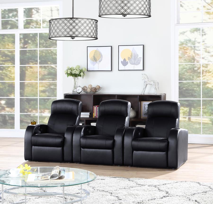 Cyrus 3-piece Upholstered Home Theater Seating (image for) Cyrus 3-piece Upholstered Home Theater Seating