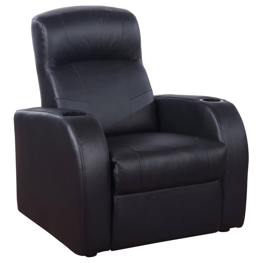 Cyrus Upholstered Track Arm Recliner Black (image for) Cyrus Upholstered Track Arm Recliner Black