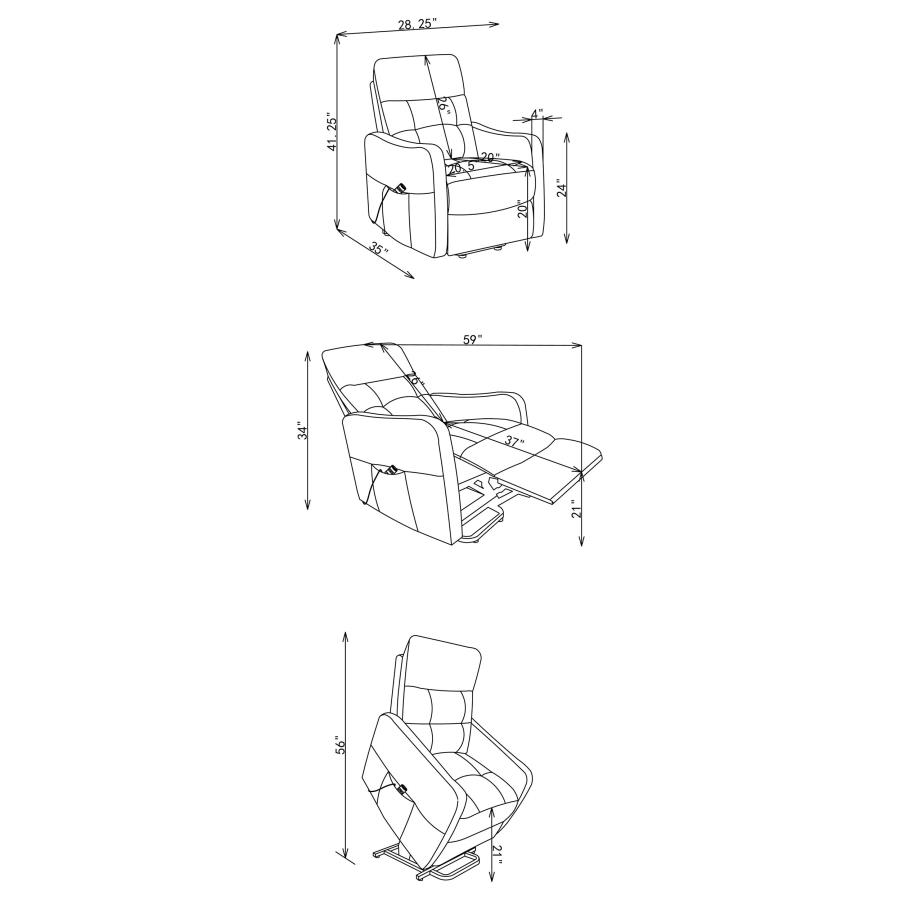Modal Additional Images for Dayes Upholstered Power Lift Recliner Chair Taupe