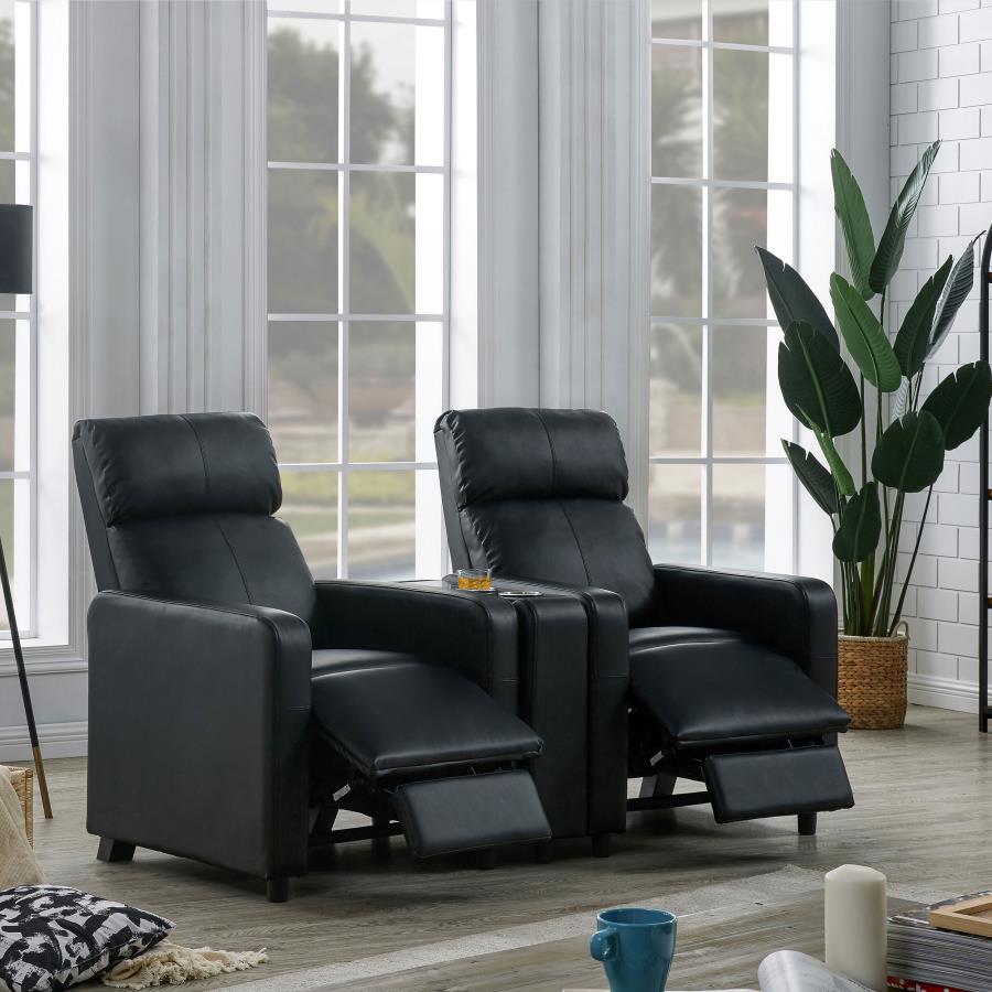 Modal Additional Images for Toohey Upholstered Home Theater Push Back Recliner Black