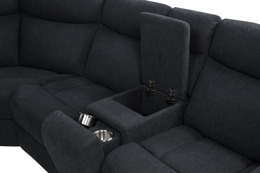 Hagen Upholstered Power Reclining Sectional Sofa Steel Grey