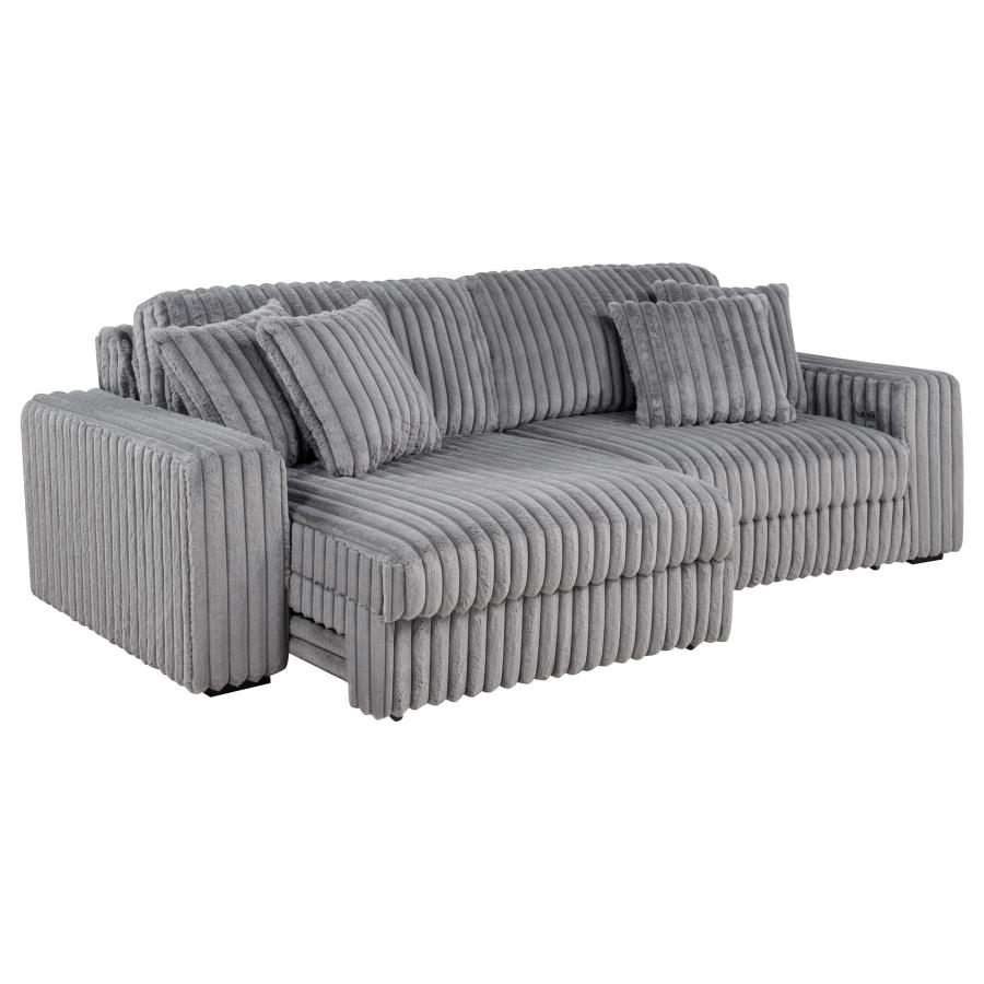 Jacana Corduroy Upholstered Dual Power Chaise Sofa Grey