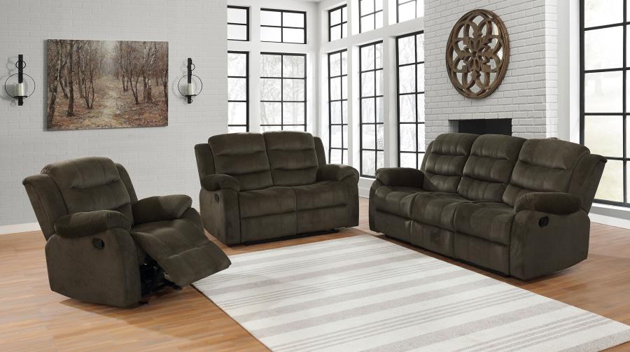 Modal Additional Images for Rodman Upholstered Padded Arm Glider Recliner Olive Brown