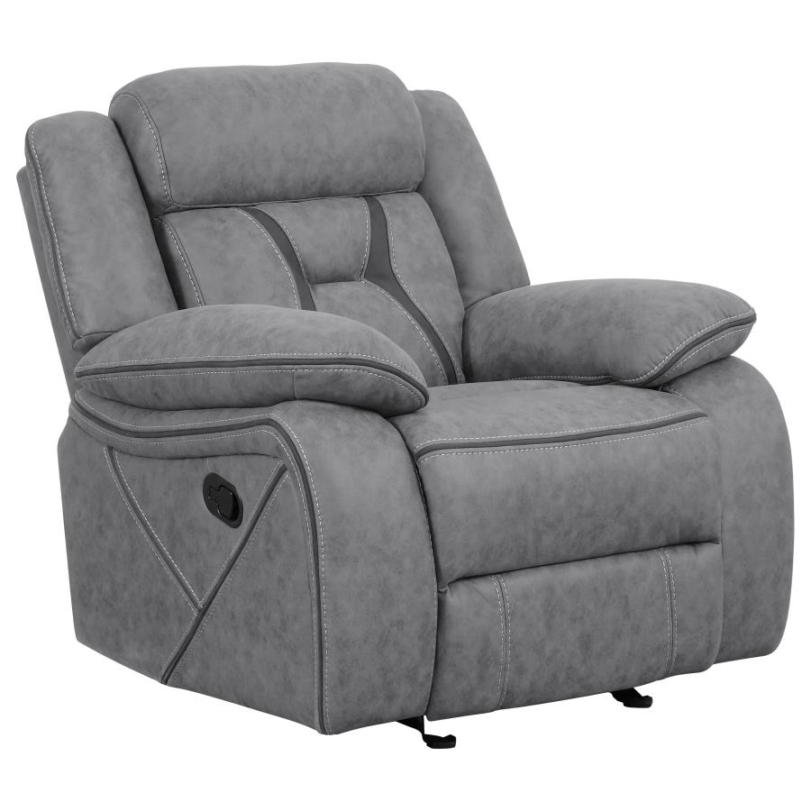 Higgins Upholstered Glider Recliner Chair Grey (image for) Higgins Upholstered Glider Recliner Chair Grey