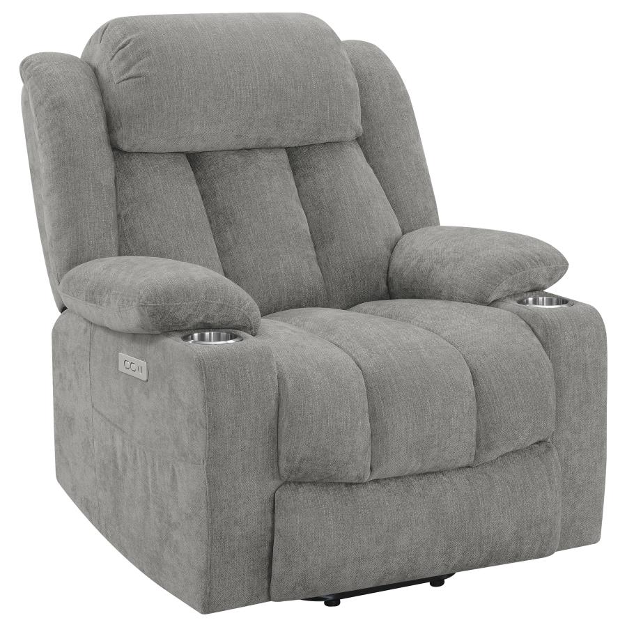 Houston Upholstered Power Lift Recliner Grey (image for) Houston Upholstered Power Lift Recliner Grey