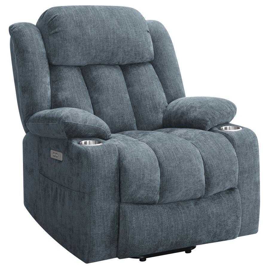 Houston Upholstered Power Lift Recliner Slate Blue (image for) Houston Upholstered Power Lift Recliner Slate Blue