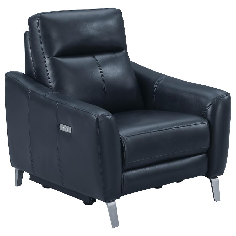 Derek Upholstered Power Recliner Blue (image for) Derek Upholstered Power Recliner Blue