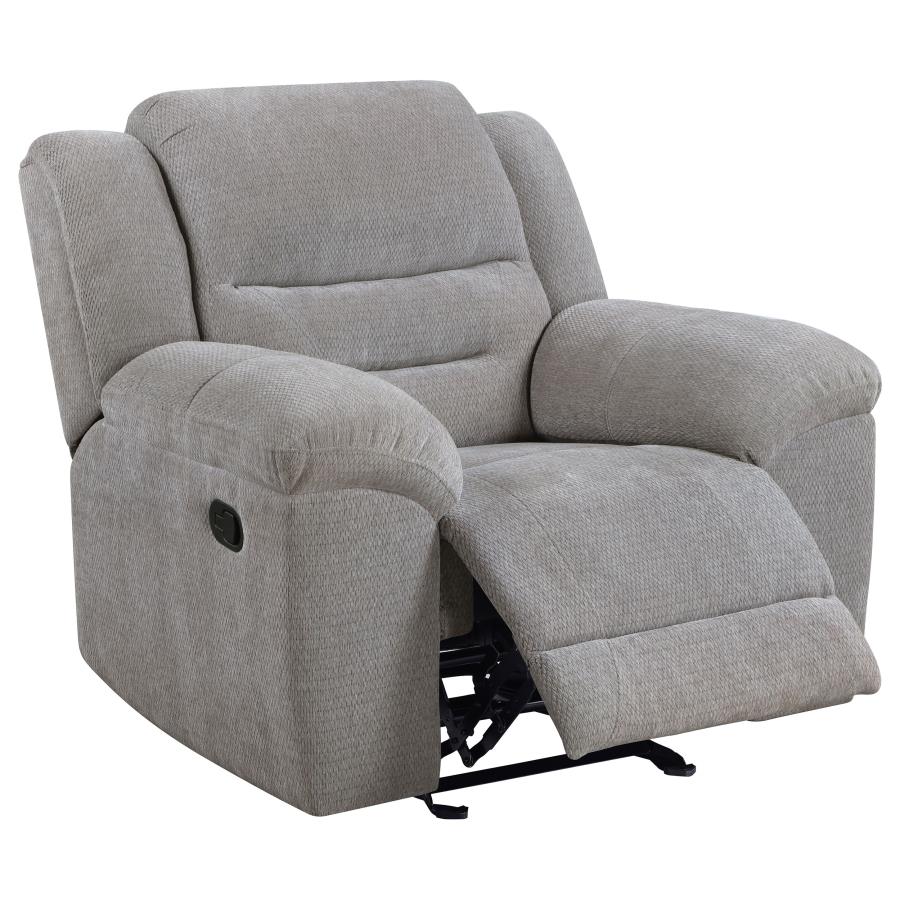 Gilson Chenille Upholstered Reclining Glider Recliner Grey (image for) Gilson Chenille Upholstered Reclining Glider Recliner Grey