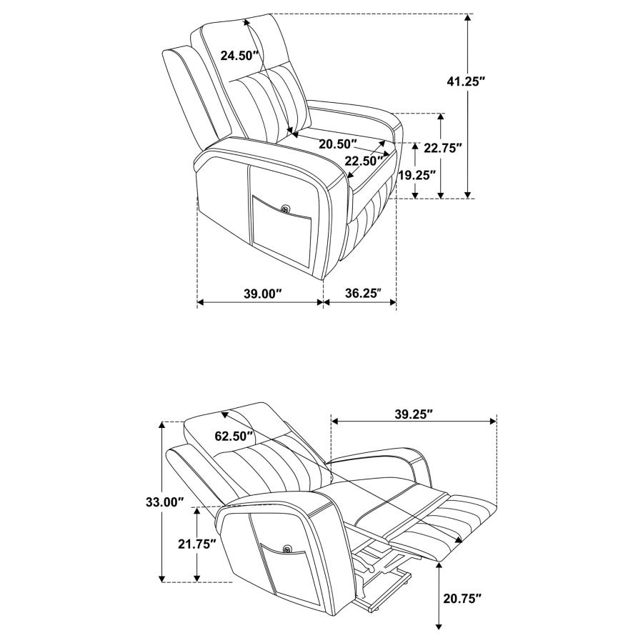 Modal Additional Images for Raelynn Upholstered Power Lift Recliner Chair Grey