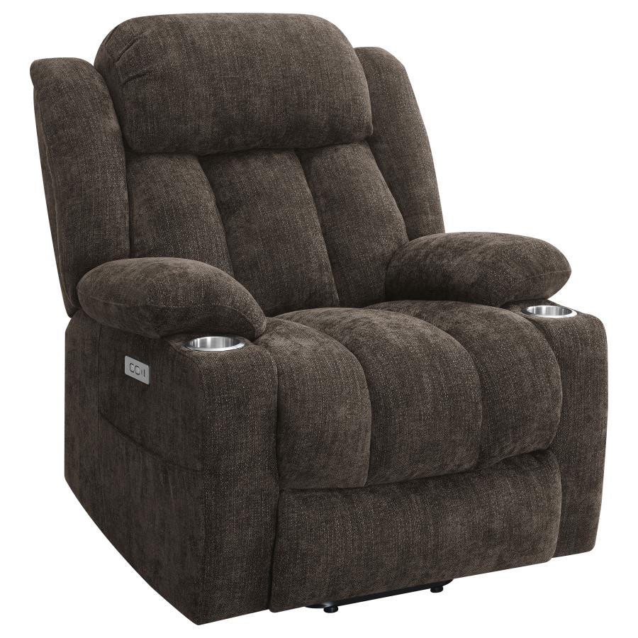 Houston Upholstered Power Lift Recliner Chair Dark Brown (image for) Houston Upholstered Power Lift Recliner Chair Dark Brown