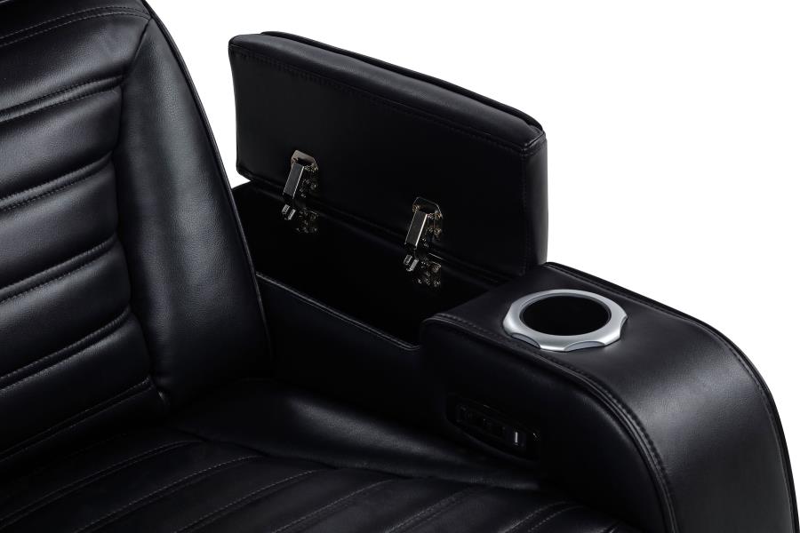 Zuma 2-piece Faux Leather Dual Power LED Sofa Set Black