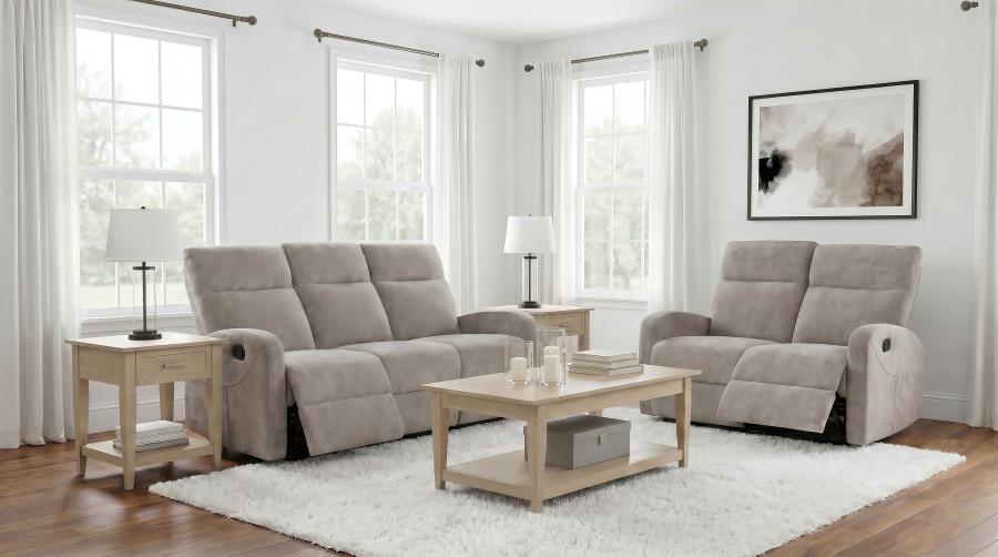 (image for) Hamilton 2-piece Chenille Manual Reclining Sofa Set Sand