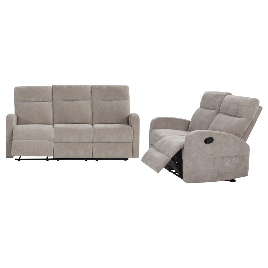 Hamilton 2-piece Chenille Manual Reclining Sofa Set Sand