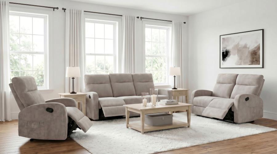 (image for) Hamilton 3-piece Chenille Manual Reclining Sofa Set Sand