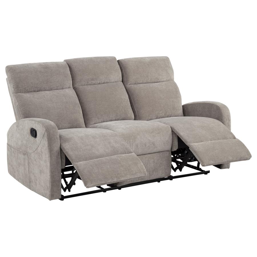 (image for) Hamilton Chenille Upholstered Manual Reclining Sofa Sand