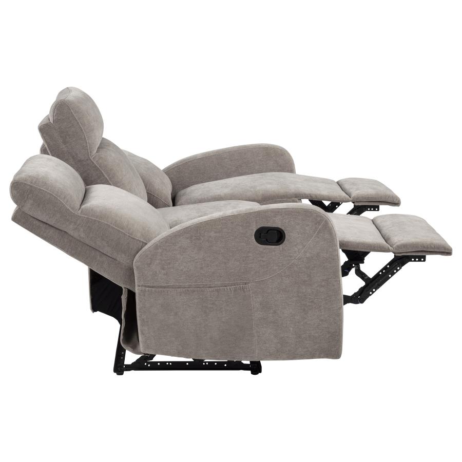 Hamilton Chenille Upholstered Manual Reclining Sofa Sand
