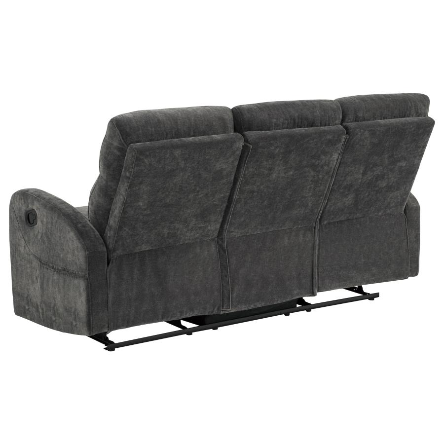 Hamilton 3-piece Chenille Manual Reclining Sofa Set Charcoal Grey