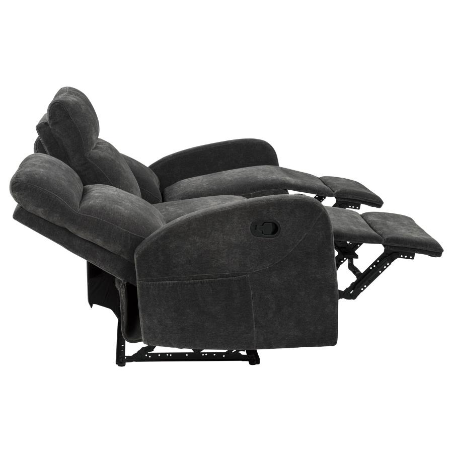 Hamilton 3-piece Chenille Manual Reclining Sofa Set Charcoal Grey