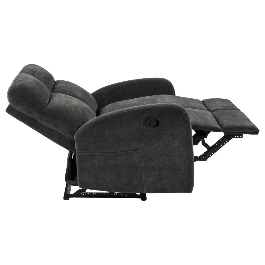 Hamilton 3-piece Chenille Manual Reclining Sofa Set Charcoal Grey