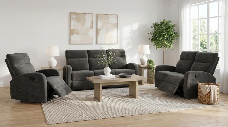 Modal Additional Images for Hamilton Chenille Upholstered Manual Reclining Sofa Charcoal Grey