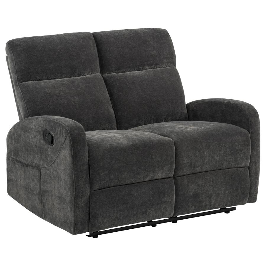 Hamilton Chenille Upholstered Manual Reclining Loveseat Charcoal Grey