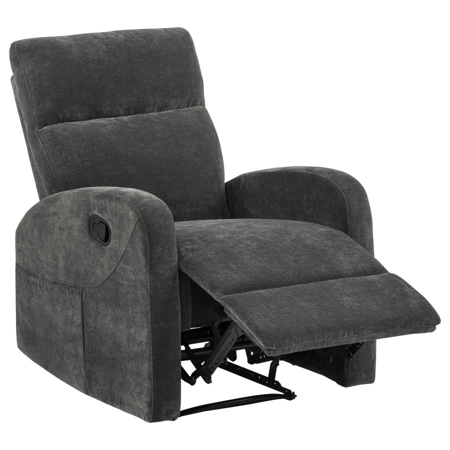 (image for) Hamilton Chenille Upholstered Manual Glider Recliner Charcoal Grey